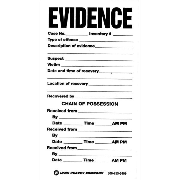 Evidence Labels 3 1/2 x 6 - Lynn Peavey Company